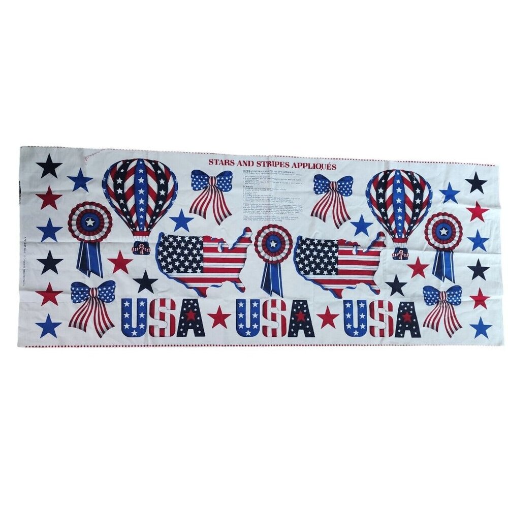 "Stars and Stripes Appliqué" VIP Cranston Print Works Co Patriotic Fabric Panel